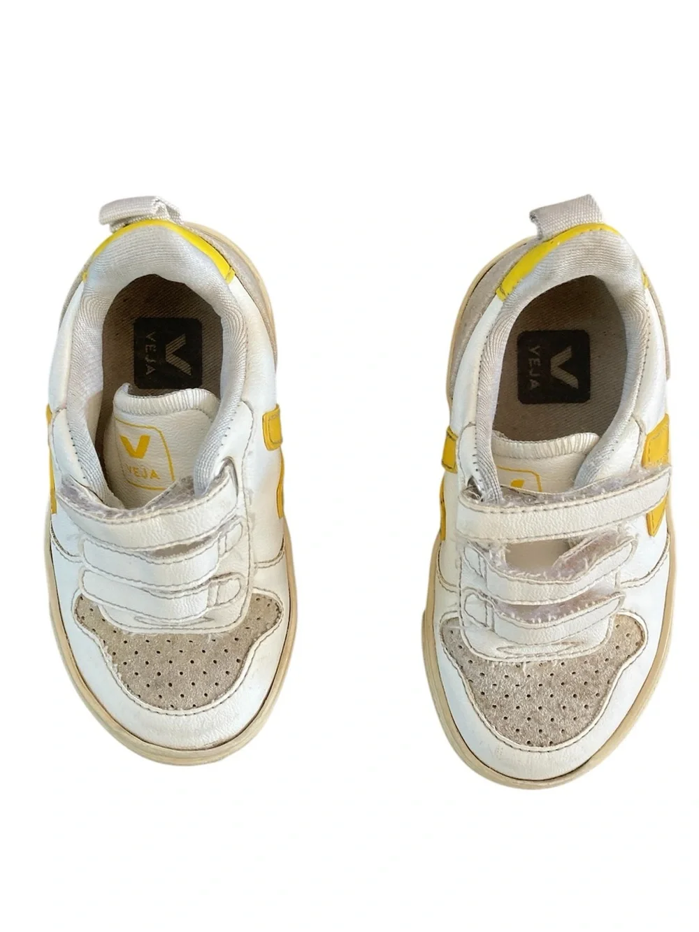 Veja Pre-School Small V-10  Sneakers Velcro White Yellow Size 8